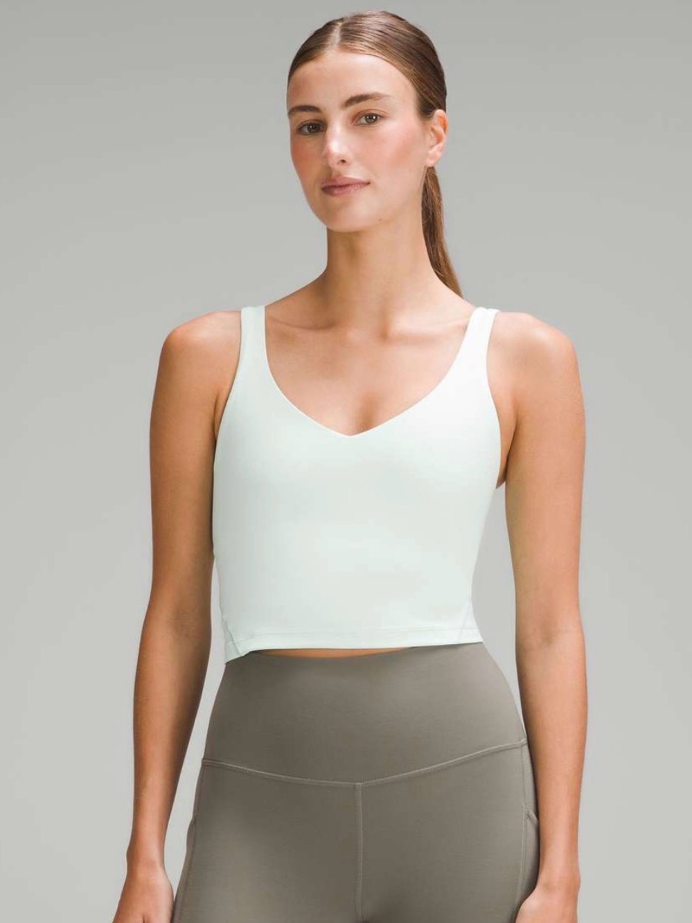 Lululemon Women’s V-neck Align Crop / Sports Bra in Mint Moment